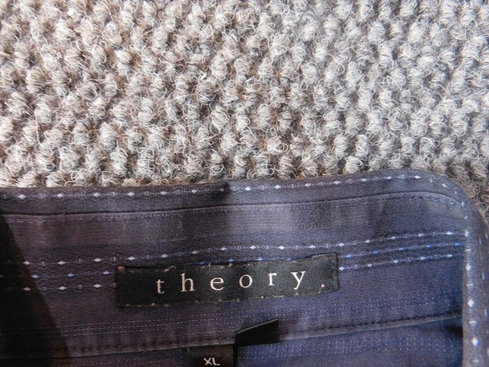 Camisa Theory Hombre Extra Grande Azul Rayas Rendimiento Abotonada Clásica Foto 4 de 4