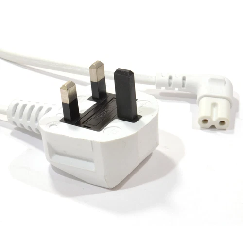 3m Power Cord UK Plug to Right Angle Figure 8 Lead Cable C7 3m WHITE [008099]