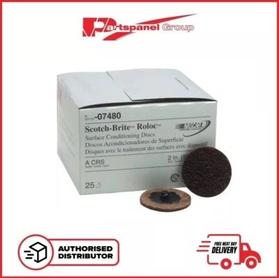 3M 07480 2" Coarse Scotch Brite Roloc Surface Conditioning Discs Brown BOX OF 25