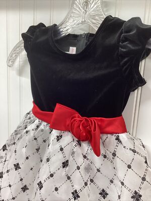 Bonnie Baby Velvet Christmas Dress 24 Months Baby Girl Dress Red Black  White *B | eBay