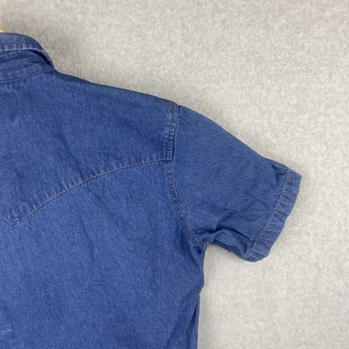 Wrangler Denim Western Shirt Mens Size S Blue Pearl Snap Short Sleeve Casual - Picture 10 of 11