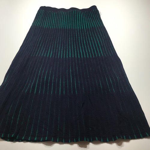 Ann Taylor Petite Skirt Womens Sz XSP Black Eyelet w/ Green Stripe A-Line Flare - Picture 2 of 13