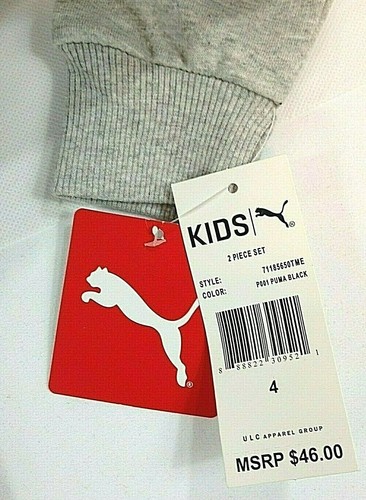 Puma Hoodie Track and Warm Up Set - Kids Size 4 NWT, Black, Gray and Green - Picture 9 of 12
