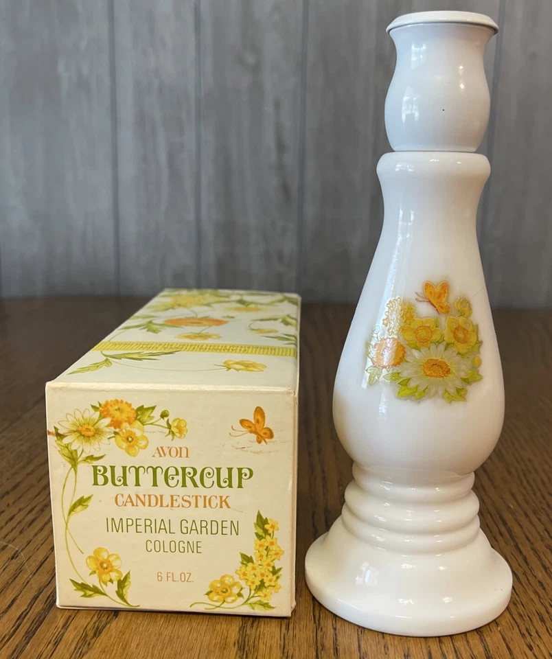 Candelabro vintage AVON Buttercup Imperial Garden Colonia 6 oz con caja #112 Foto 3 de 4