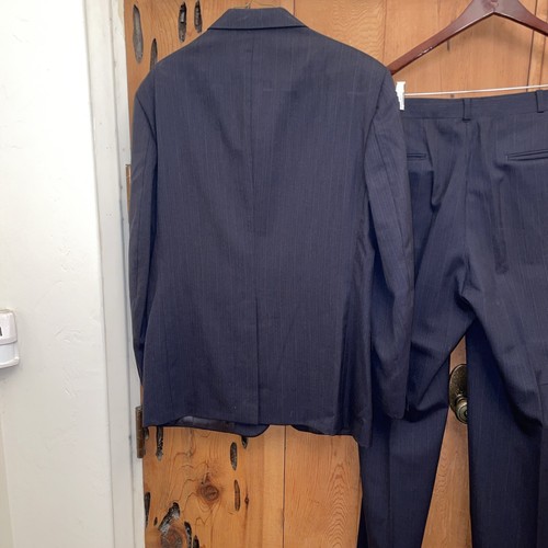 John Clarendon Suit Mens Blue Pinstripe 100% Wool Blazer 42R Pants W36xL30 - Picture 12 of 13