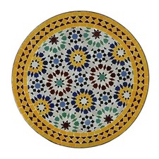 Mosaic Bistro Table Round 70 cm Ankabut Yellow Garden Table Mosaic Table Colourful Morocco