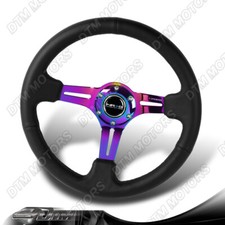 Nrg Rst-018r-mcbs 350mm Black Leather Neo Chrome Spoke 3 Deep Steering Wheel