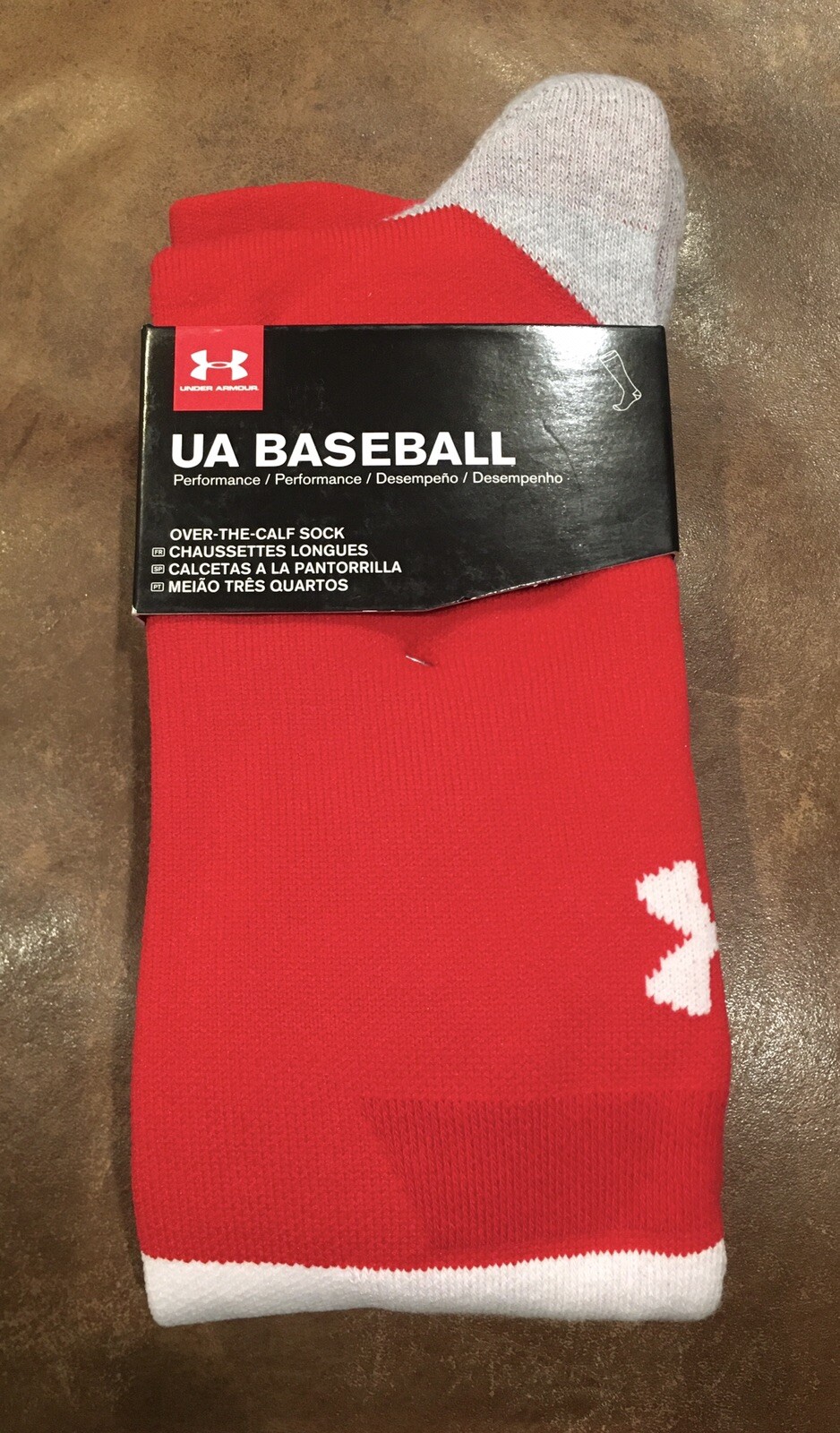 UA Under Armour OTC Baseball Socks 1 Pair Men 9-12.5 Women 11-13 Red White Logo