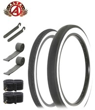 SCHWINN STYLE WHITEWALL SLICK 20X 1.75 S2 W/ 20X 2.125 S2 WIDE SLIK TIRE 8PC SET
