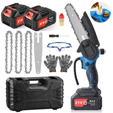 6 inch Electric Mini chainsaw Cordless Handheld Chain Saw 2 Battery & 2 Chain
