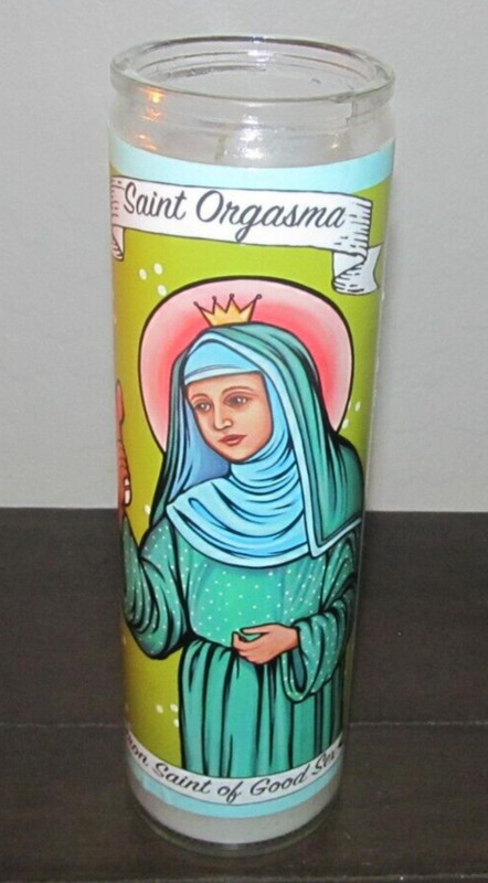 Humor Funny 8" Candle Saint Orgasma Patron Saint of Good Sex