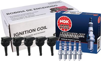 Hitachi 5 Ignition Coils & NGK 5 Iridium IX Spark Plugs Kit For Volvo C70 S60