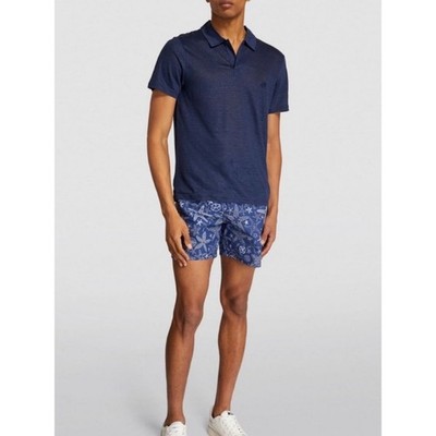 Vilebrequin Navy Pyramid Linen Polo Shirt Size Large Mens Pool Summer Pool