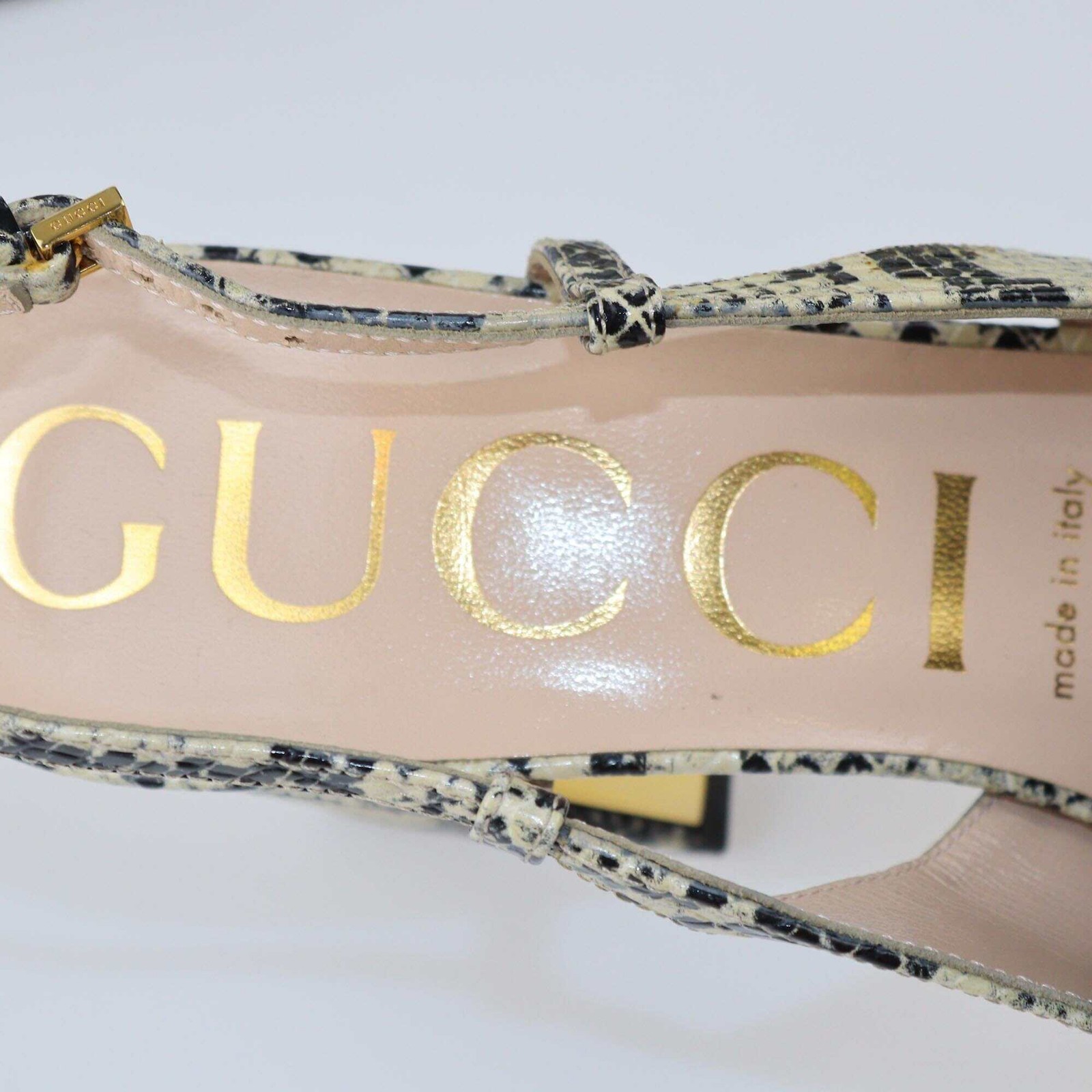 Gucci Beige/Black Python Embossed Horsebit Slingb… - image 6