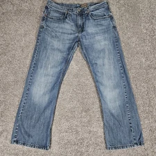 Wrangler Jeans Mens 32X28 (Tag 34X30) Blue Slim Boot Western Cowboy Distressed