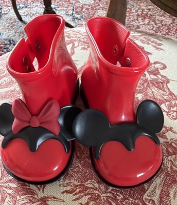 New Mini Melissa Disney Mickey/ Minnie Mouse Rain Boots  Toddler Sz 6