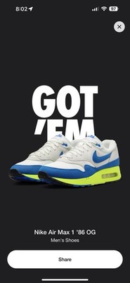 Nike Air Max 1 '86 OG Big Bubble  Air Max Day 2024  Men's Running Shoes