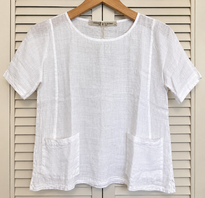 100% Linen FRANCESCA BETTINI Size S Shirt European Minimalist Coastal Oversized