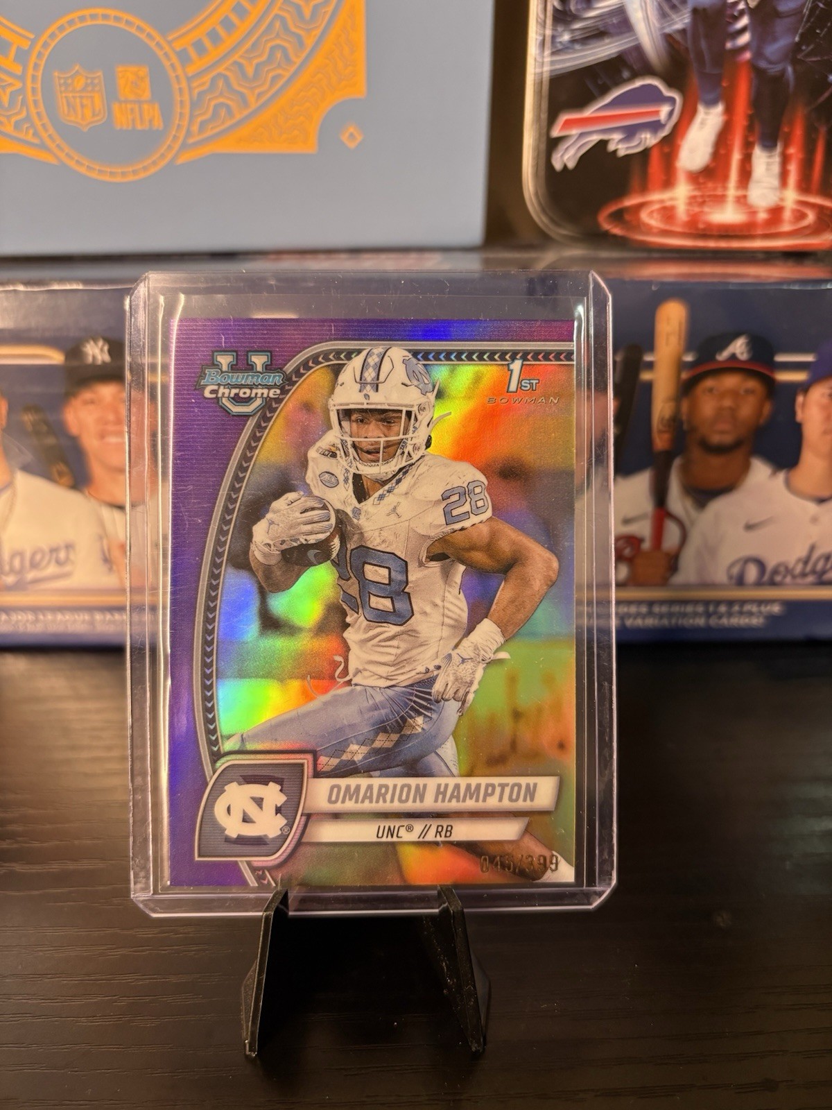 2024 Bowman University Chrome - Omarion Hampton #198 Purple Refractor /399 (RC)