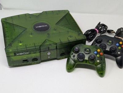 Microsoft Xbox Original  Console Translucent Green W/ OEM Controllers & Cables