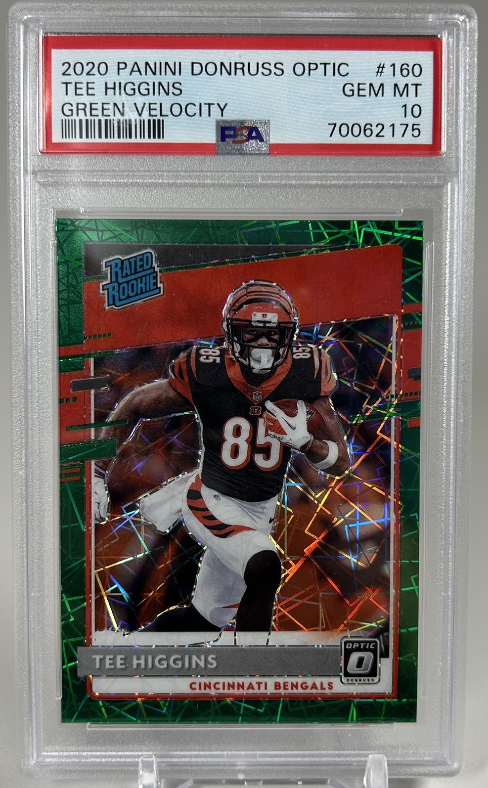 2020 Panini Donruss Optic Green Velocity #160 TEE HIGGINS Bengals PSA 10