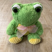 Dan Dee Collector s Choice Green Frog Plush Pink Bow 12