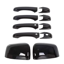 sportuli Black Mirror Covers +Door Handle Covers Replacement for 2011-2021 J-...