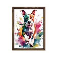 Watercolor Wall Art Print Poster, Cute Staffy Dog Staffordshire Bull Terrier