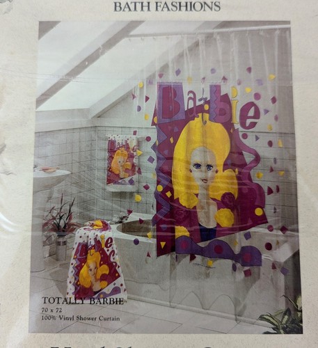 Vintage Totally Barbie Barbie Doll Vinyl Shower Curtain 70" X 72" NEW - Picture 2 of 5