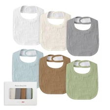 Muslin Baby Drool Bibs for Unisex Boys Girls, 6 Pack Soft Cotton Baby Bib for...