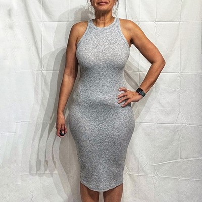 Treasure & Bond Gray Cut In Rib Midi Tank Dress Sz M