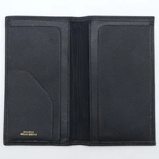 VTG English Morocco Leather Checkbook Cover Black Men’s Wallet Billfold Holder