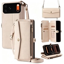 Crossbody Wallet Case for iPhone 11 12 13 14 15 16 17 Pro Max Zipper Card Holder