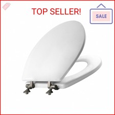 MAYFAIR 844BN 000 Toilet Seat with Brushed Nickel Hinges will Never Come Loose,