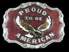 SE07168 *NOS* VINTAGE 1985 **PROUD TO BE AMERICAN** BELT BUCKLE