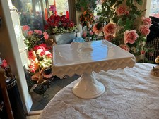 Indiana Colony Monterey Milkglass 10" Square Cake Stand Rum Well 6 3/4" High