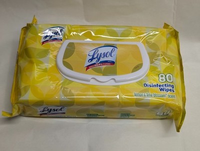 Lysol Disinfecting Wipes 80 Ct Lemon & Lime Blossom Scent Flip Top Pack ~ New