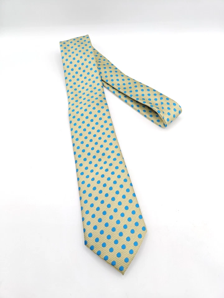 🇺🇲 Corbata de seda a lunares azul verde Alexander Julian colores para hombre 58x3  Foto 4 de 4