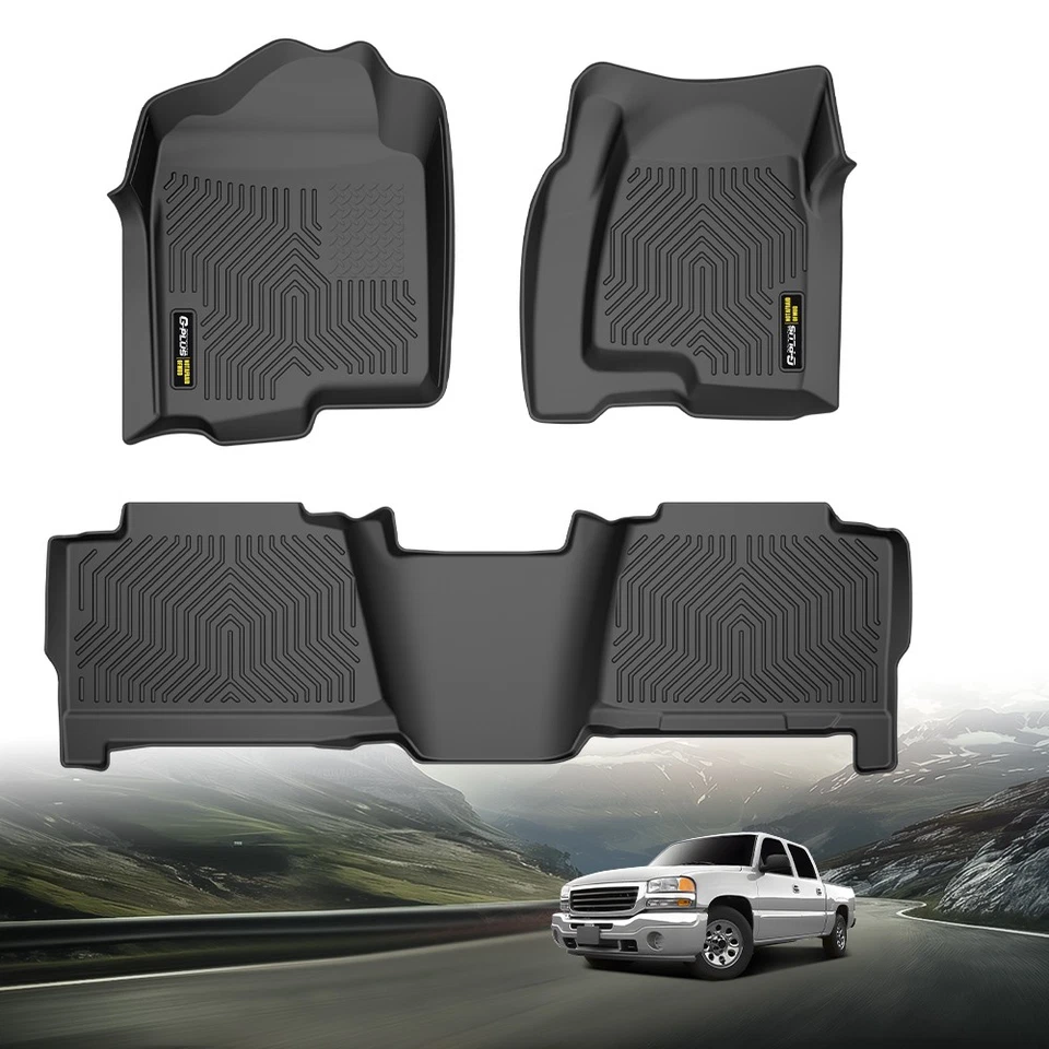 Floor Mats Fit For 1999-2006 Chevy Silverado/GMC Sierra Crew Cab TPE Liners - Imagem 2 de 4