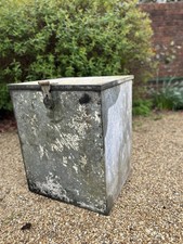 Galvanised Metal Storage Feed Box Container Vintage Retro With Lid And Lock Eye