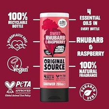 Original Source Rhubarb & Raspberry Shower Gel 6 x 250ml Vegan Bulk Pack 7.00 per litre