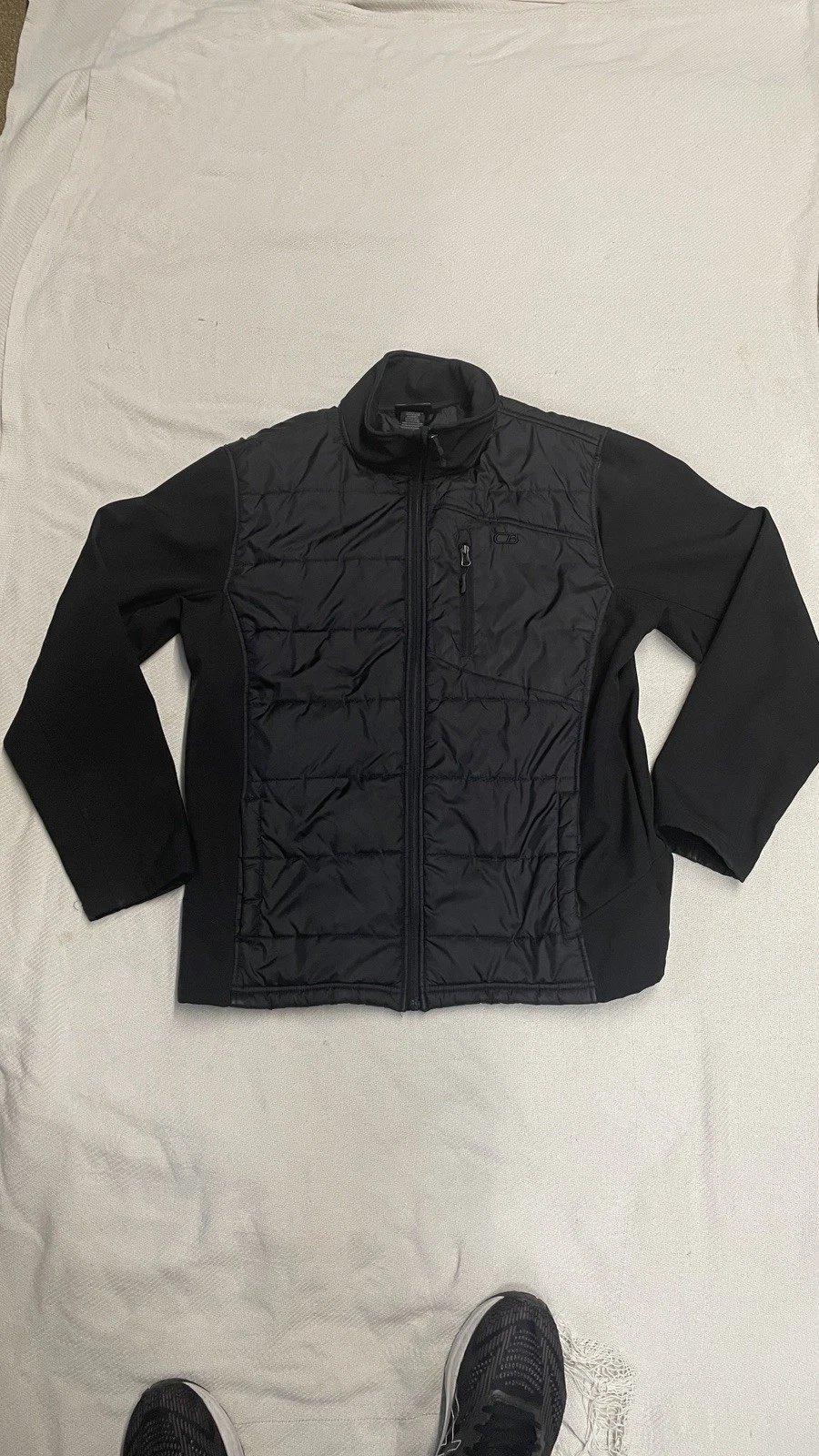 CB Black Hybrid Quilted Jacket Men’s Size L Full Zip Insulated Ski coat