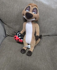 Disney The Lion King Timon Plush Meerkat 11" Holding Lady Bug Stuffed Animal Toy