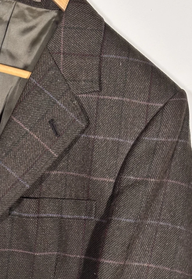 Abrigo deportivo de tweed AQUASCUTUM de los años 80 para hombre 42R tejido en Escocia cuadros verdes vintage Foto 2 de 4