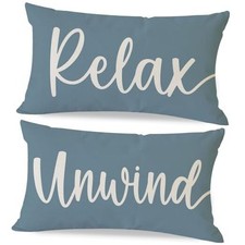 Decorative Throw Pillow Covers 12x20 Inch Set 20" x 12" Pack of 2 Dusty Blue