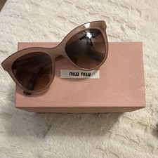 Miu Miu Women  s Cat Eye Sunglasses Pink Plastic Frame Brown Tinted Lenses