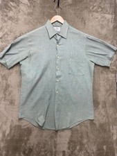 VTG 60s JC Pennys Towncraft Penn-Prest Men's Green Button-Up short Sleeve