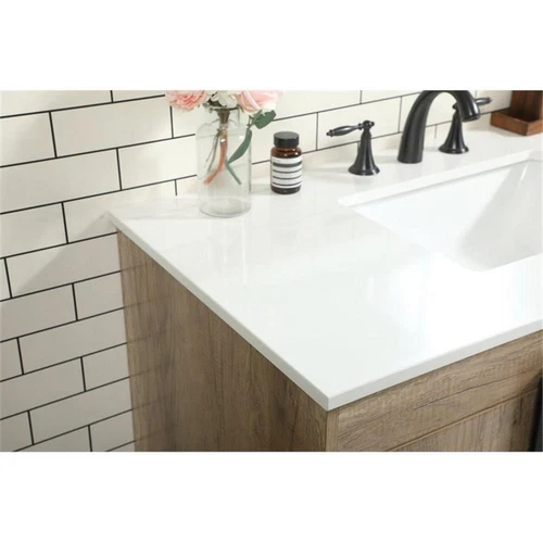 Elegant Decor Eugene 42" Aluminum MDF Single Bathroom Vanity in Natural Oak - Picture 4 of 8