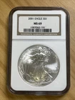 2001 $1 American Silver Eagle NGC MS69 Classic Brown Label