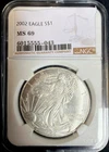 2002 $1 American Silver Eagle NGC MS69 #37